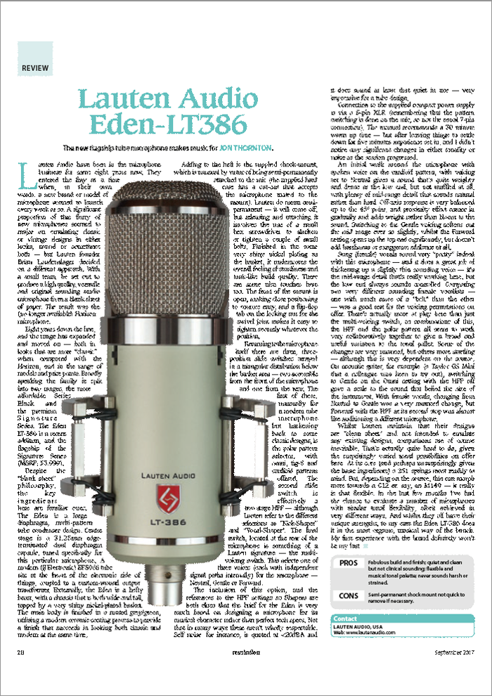 Lauten Audio Eden LT-386 Microphone review by Resolution Magazine